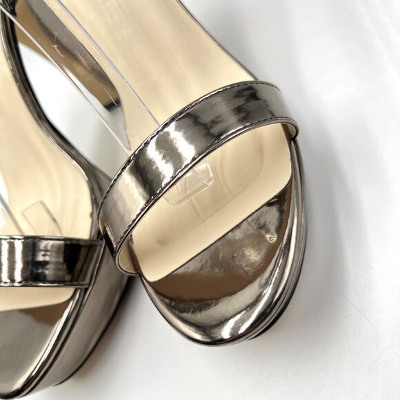 Touch Ups Womens 10M Metallic Silver Pewter Platform Dress Sandals Heels Shoes - Picture 4 of 16